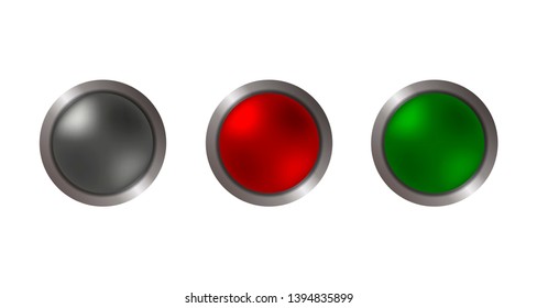 Set of realistic colored 3D web buttons. Vector illustration