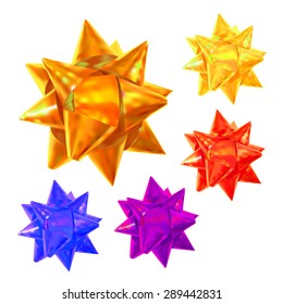 Set of realistic colored bows. Design elements for your design. Vector illustration