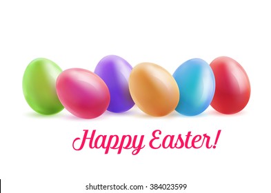 Set of realistic colored eggs. Chicken Easter eggs. Icon egg. Easter eggs vector  illustration.
