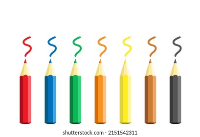 Set of realistic colored pencils isolated on white background.Vector illustration.