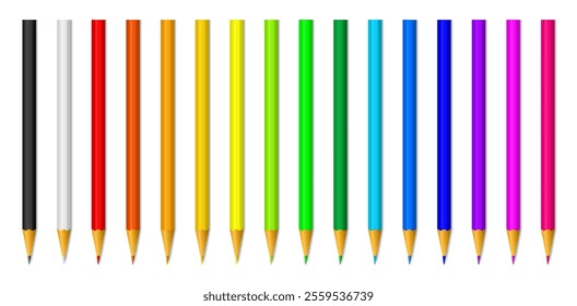 Set of realistic colored pencils, vector illustration.