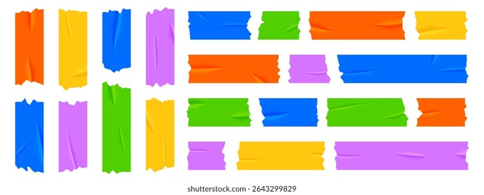 Set of realistic colorful adhesive tape, washi, mini tape vector stickers
