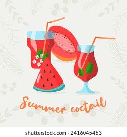 Set of realistic colorful cocktails on background. Bright colors. Citrus and berries toppings. Created for menu designs. Set of alcoholic drinks. Vector illustration.