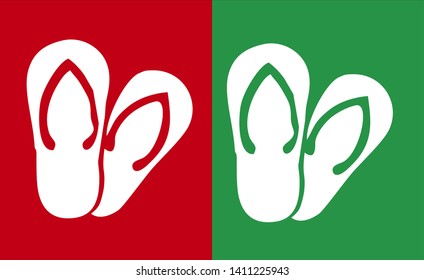 Set of Realistic Colorful Flip Flops Beach Slippers. Vector Illustration