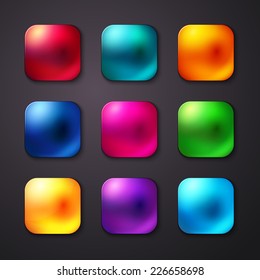 Set of realistic and colorful mobile app buttons. Vector illustration.