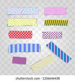 Set Realistic Colorful Pattern Scotch, Washi Tape Vector Illustration