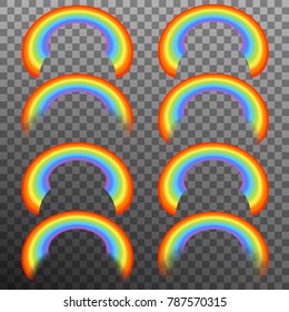 Set of realistic colorful rainbow, isolated on transparent background. And also includes EPS 10 vector