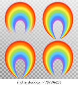 Set of realistic colorful rainbow, isolated on transparent background. And also includes EPS 10 vector