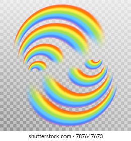 Set of realistic colorful rainbow, isolated on transparent background. And also includes EPS 10 vector