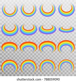 Set of realistic colorful rainbow, isolated on transparent background. And also includes EPS 10 vector