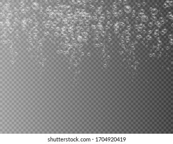 Set of realistic colorful soap bubbles. Transparent realistic soap bubbles isolated on transparent background. Vector texture. Light Gray vector cover with spots.  