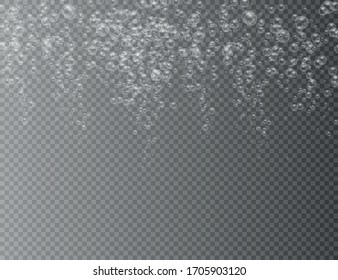 Set of realistic colorful soap bubbles. Transparent realistic soap bubbles isolated on transparent background. Vector texture. Light Gray vector cover with spots.  