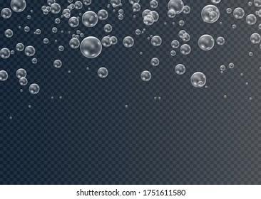 Set of realistic colorful soap bubbles to create a design. Transparent realistic soap bubbles isolated on transparent background.