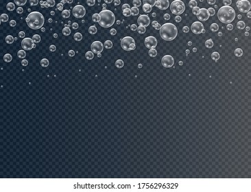 Set von realistischen bunten Seifenblasen, um ein Design zu erstellen. Transparente realistische Seifenblasen einzeln auf transparentem Hintergrund.