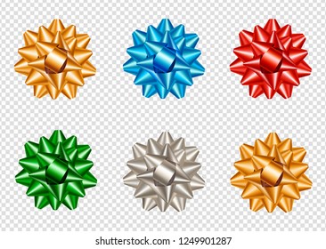 Set of realistic and colorful star bows