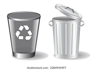 Set of realistic colorful trash bin isolated. eps vector