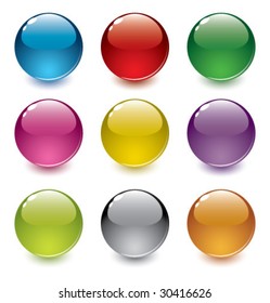 set of realistic, colorful, vector spheres