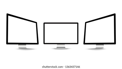 Set of realistic computer monitors. Gadgets isolated on white background