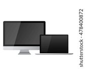 Set of realistic computer monitors, laptops
