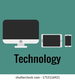 Set of realistic computer monitors, tablets and cellphones. Isolated electronic gadget technology