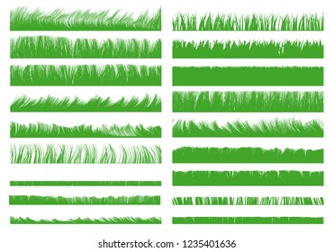 Set with realistic contours of grass. Vector illustration.