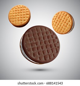 set of realistic cookie isolated on white background. vector illustration