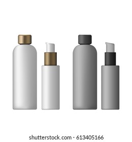 Set of Realistic cosmetic bottle on a white background. Cosmetic package collection for cream, soups, foams, shampoo, glue. Mock up set for brand template. vector illustration.