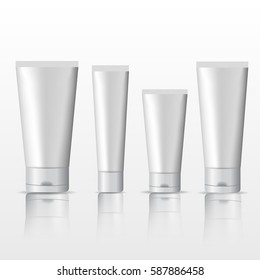 Set of realistic cosmetic tubes on white background. Vector Illustration