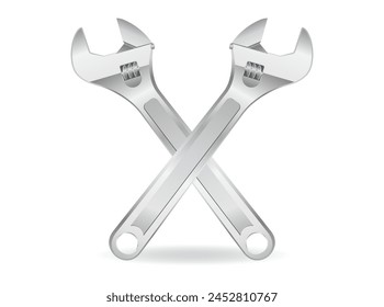 set of realistic crescent wrench isolated. Eps Vector