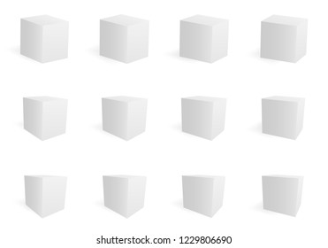 set of realistic cube template with 3d perspective design vector eps 10 