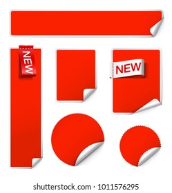 Set of realistic curled labels isolated on white background. Vector illustration ready for your design.