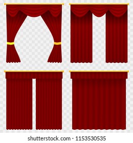 set of realistic curtain template vector eps 10