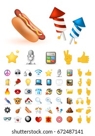 Set of Realistic Cute Elegant Multimedia and Interface Icons on White Background . Isolated Vector Illustration 