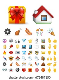 Set of Realistic Cute Elegant Multimedia and Interface Icons on White Background . Isolated Vector Illustration 