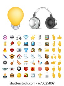 Set of Realistic Cute Elegant Multimedia and Interface Icons on White Background . Isolated Vector Illustration 