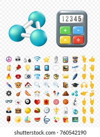 Set of Realistic Cute Elegant Multimedia and Interface Icons on Transparent Background . Isolated Vector Illustration 