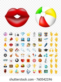 Set of Realistic Cute Elegant Multimedia and Interface Icons on Transparent Background . Isolated Vector Illustration 