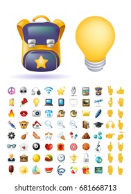 Set of Realistic Cute Icons on White Background . Isolated Vector Illustration 