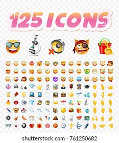 Set of Realistic Cute Icons on Transparent Background . Isolated Vector Illustration 