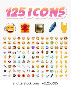 Set of Realistic Cute Icons on Transparent Background . Isolated Vector Illustration 