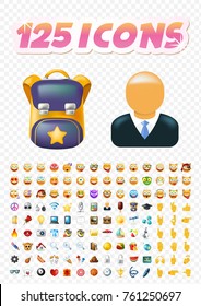 Set of Realistic Cute Icons on Transparent Background . Isolated Vector Illustration 