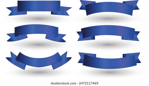 Set of realistic dark blue ribbons on transparency background. Can be used for greeting card, holidays, banners, gifts and etc. Vector illustration.Design element. 3d on a white background. 