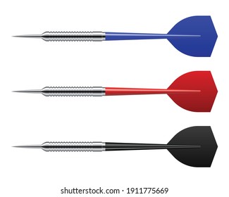 Set of realistic dart arows isolated on white background