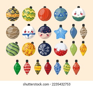 Set Realistic Decoration Christmas Ball. Vector Christmass Balls Set, Isolated on White Background Realistic Holiday Decorations.