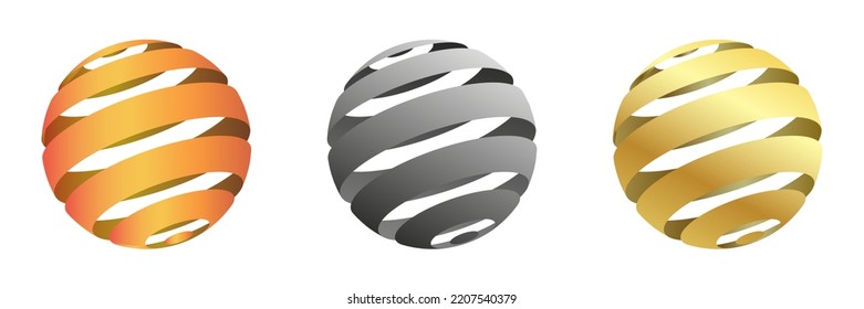 Set of realistic decorative 3d spheres. Vector illustration