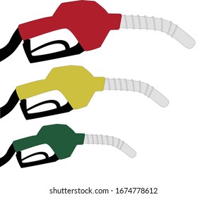 Set of realistic Detailed  Fuel Nozzle with Drop Symbol of Petrol or Gasoline Station. Vector illustration of filling