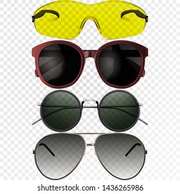 Set of realistic different glasses. Vector illustration eps10