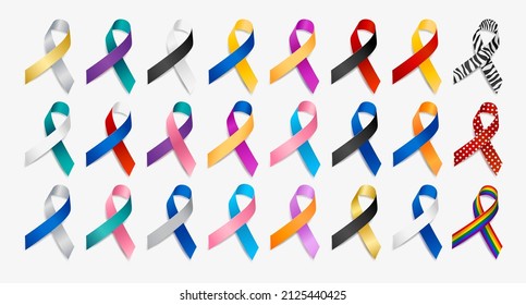 Set Ribbon Awareness Gynecologic Cancer Cervical Stock Vector (royalty 