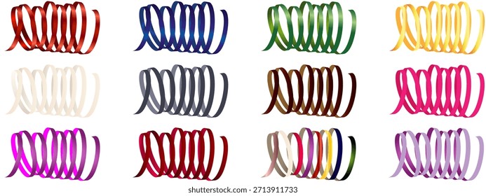 Conjunto de cinta multicolor diferente realista. Elementos para el diseño. Cinta de Vector varios colores aislados sobre fondo blanco