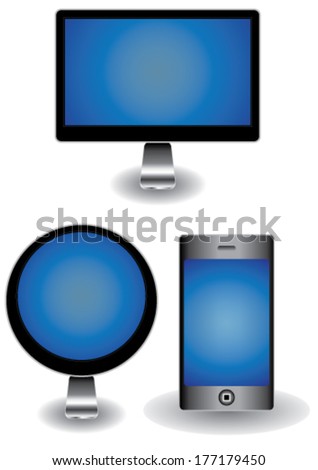 Set of realistic display, laptop, tablet computer and mobile vector